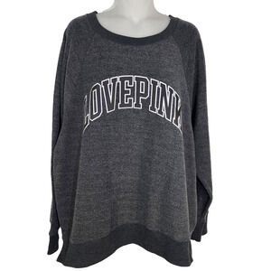 Victorias Secret Pink Sweatshirt Large Y2k Crewneck Pullover Gray Logo Fleece